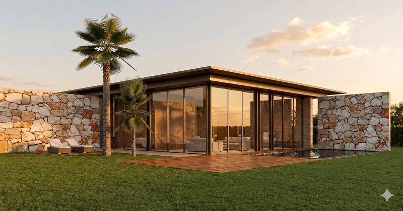 Garden pavilion among the palms